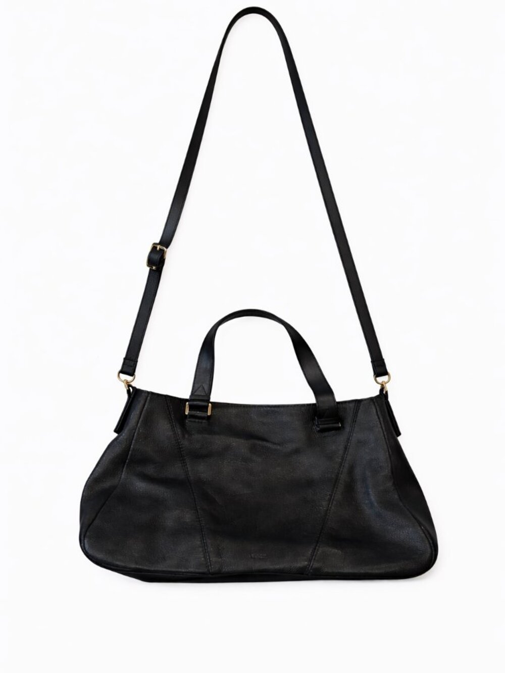 Vince Black Leather Shoulder Tote with Adjustable Strap